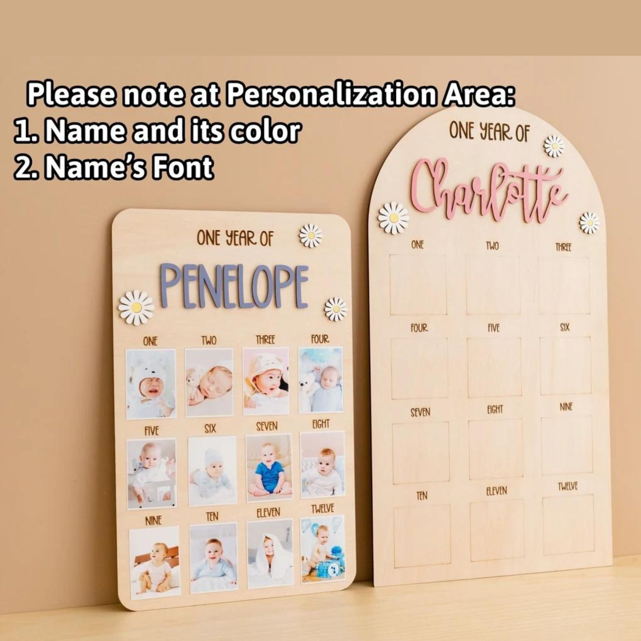 Baby Monthly Photo Board - Milestone Picture Frame for Newborns