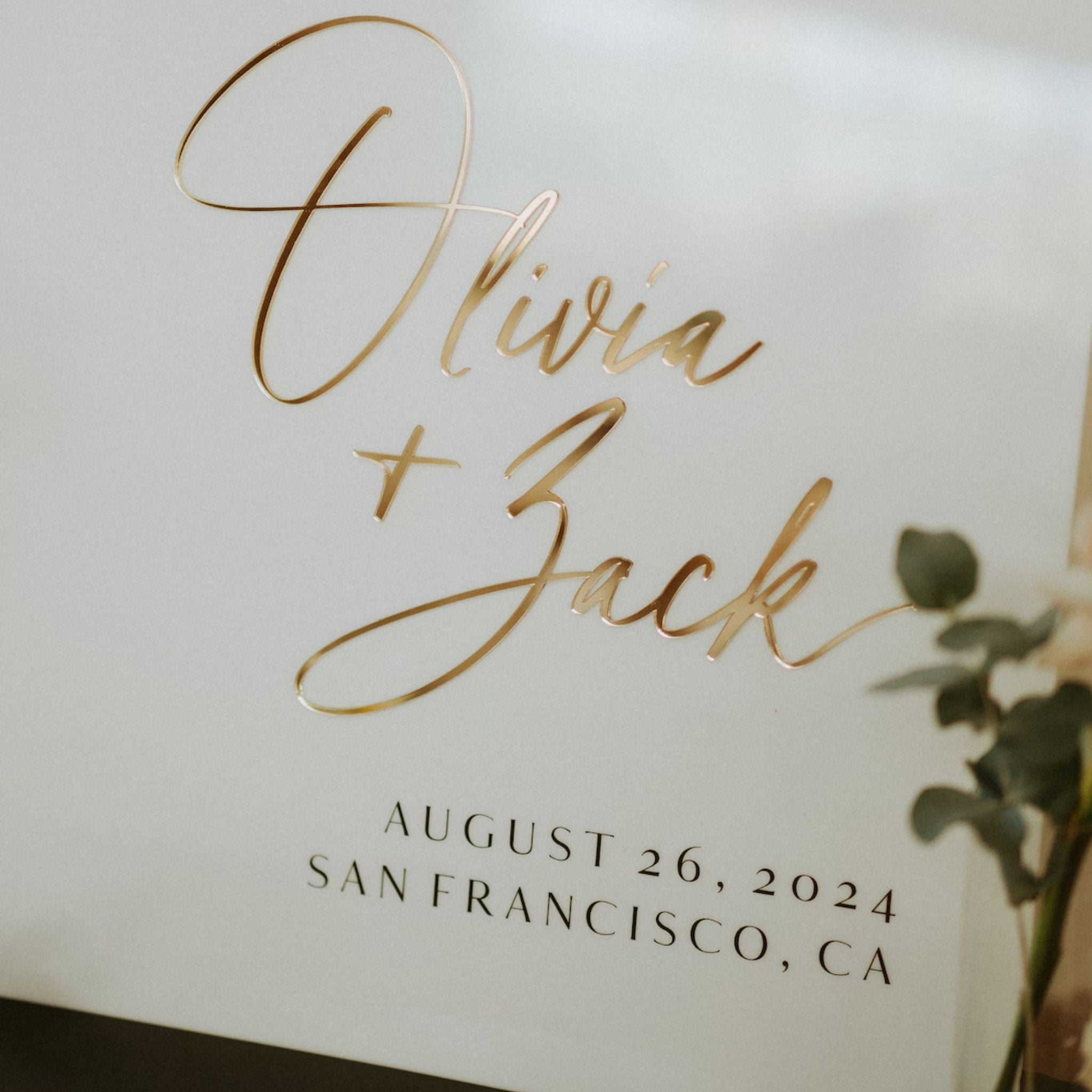 Wedding Sign - ArchWhite Acrylic & Gold Mirror Reception Welcome Decor